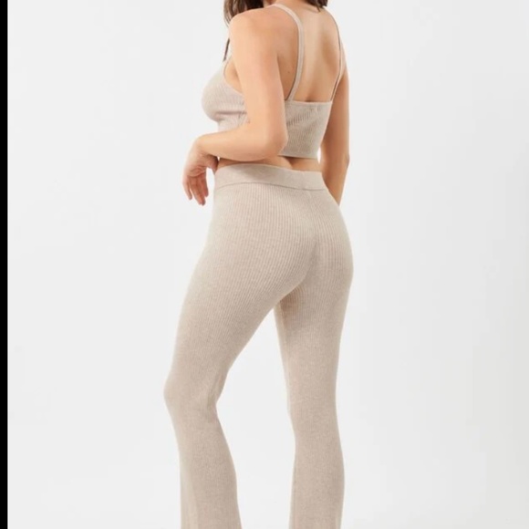 Brown/Nude Ribbed Knitted Lounge Set